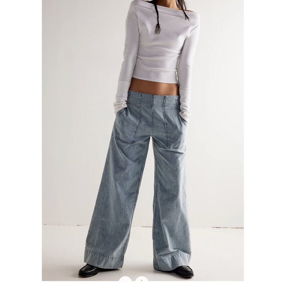 FREE PEOPLE Denim Pull-On Jeans